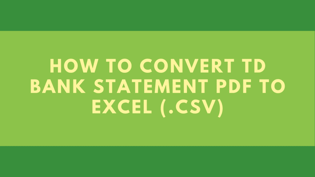 Convert TD PDF